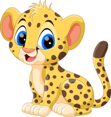 Cute baby cheetah cartoon - 196101724