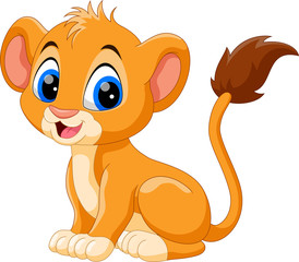 Fototapeta premium Cute baby cartoon lion