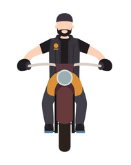 biker in the classic motorcycle character vector illustration design