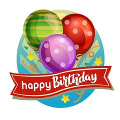happy birthday label with balloon