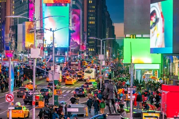 Deurstickers New York Times Square, iconische straat van Manhattan in New York City