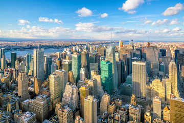 Fototapeta premium Aerial view of Manhattan skyline, New York City