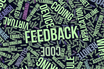 Feedback, conceptual word cloud for business, information technology or IT.