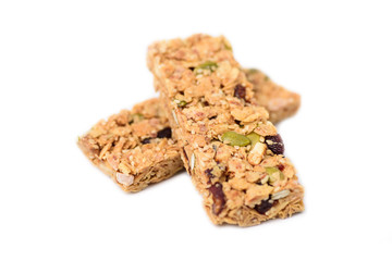 Snack bar or energy bar isolated on white background