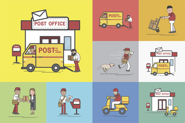 Illustration set of post delivery