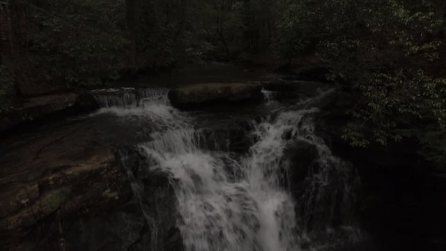 Aerial Winter Tennessee Waterfall Crest 001 Hover Tilt Down