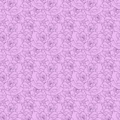 Pink rose seamless pattern by hand drawing.Blue rose high detail for wallpaper.Flower seamless pattern on vintage background.Rosa queen elizabeth rose for batik cloth.