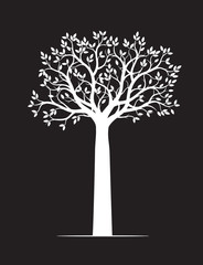 White Tree with Leaves. Vector Illustration.
