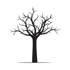 Black Tree without Leaves. Vector Illustration and graphic element.