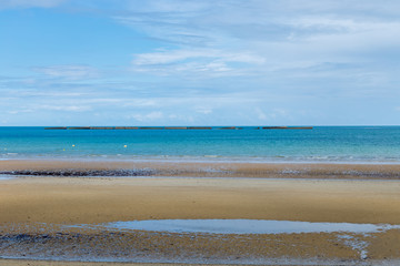 Beautiful view on the beach in village Asnelles sur Mer,Normandy, France