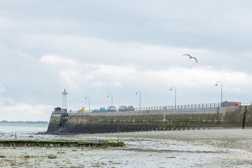 Cancale lighthouse harbor pier in Brittany France