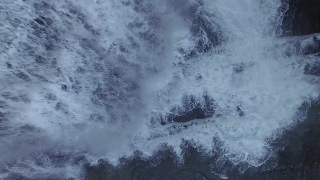 4k Aerial Winter Tennessee Waterfall Birds Eye View 002 Boom Up High