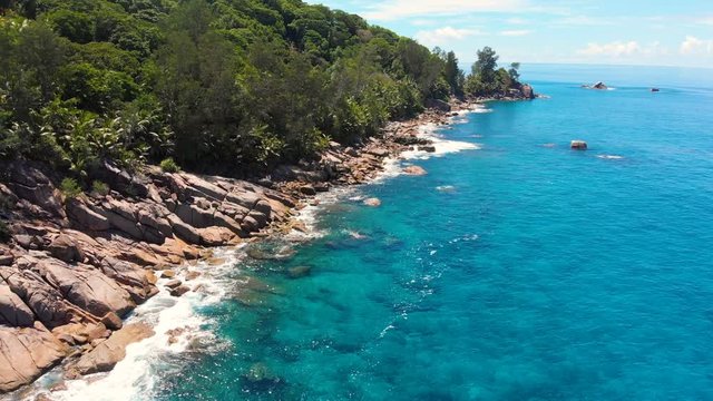 Rocks at coastline on Seychelles
