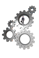 Teamwork concept with cogwheels and business people