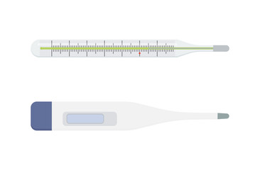 Old and modern body thermometers in vector