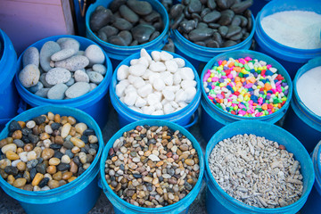 Stone gravel for decoration in the aquarium