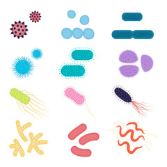 Germs, viruses, bacterias and microbes vector set - 196111128