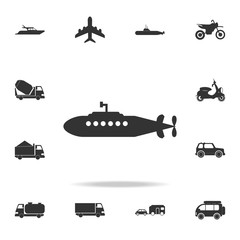 Military submarine icon. Detailed set of transport icons. Premium quality graphic design. One of the collection icons for websites, web design, mobile app