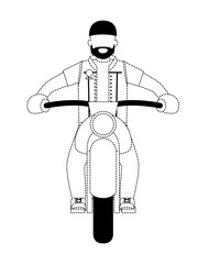 biker in the classic motorcycle character vector illustration design