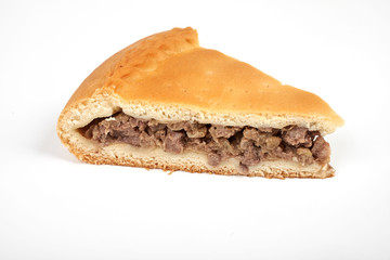meat pie with a beef, isolated on white background