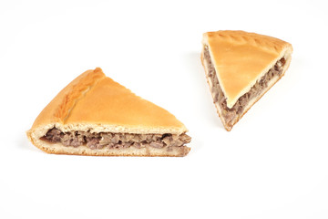 meat pie with a beef, isolated on white background