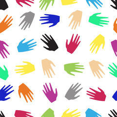 Obraz premium colored hands of people. seamless pattern