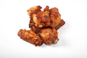 barbecue chicken wings on white background