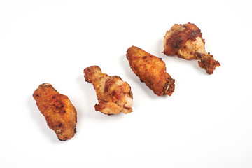 barbecue chicken wings on white background