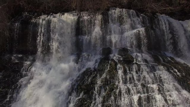 4k Aerial Winter Tennessee Waterfall Close 006 Crest