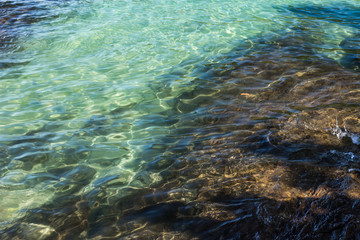 Rocks under tropical beach water for background