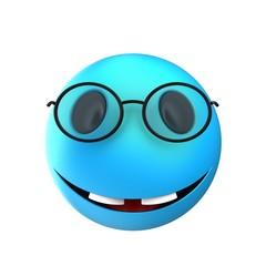 Naklejka premium 3d blue emoticon smile