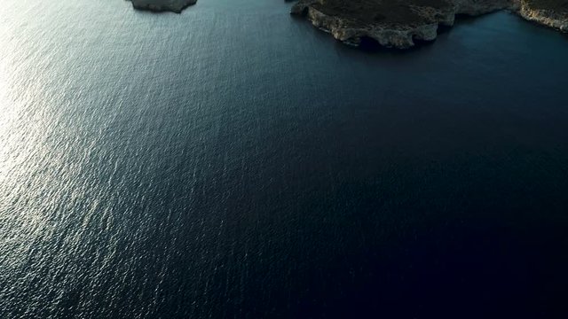 This is a drone footage shot in Mallorca island. In the picture is beautiful Cala Varques beach from above.
