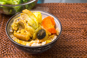 Delicious Japanese style curry with carrot potato onion chicken, delicious health