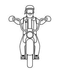 biker in the classic motorcycle character vector illustration design