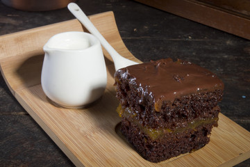 Brownie on a wooden board