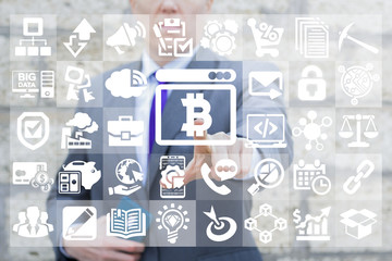 ICO. Initial Coin Offering. Bitcoin ASIC Mining. Bit Coin Cryptocurrency Web Money Blockchain Technology.