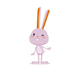 Easter Rabbit and Eggs. Funny Easter Bunny. Vector illustration