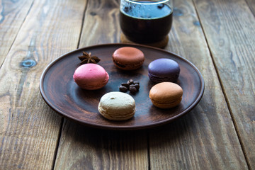 cup of coffee and macarons