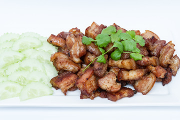 fried pork with cucumber