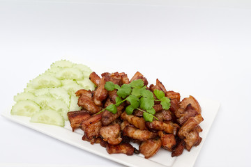 fried pork with cucumber