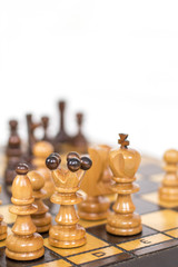 Chess. Chess board. Wooden chess pieces. Strategy