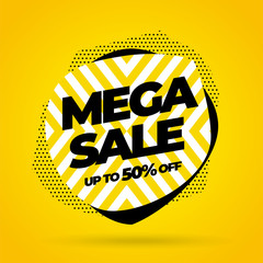 Sale banner template design, Mega sale special offer. Vector illustration.