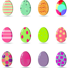 Ostereier bunt mit Punkten Streifen Muster