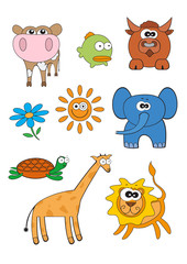 Cartoon Animals Vector Set