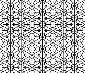 Japanese seamless pattern Kumiko black and white silhouette of lines of average thickness