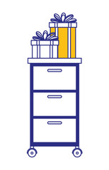drawer with gifts boxes presents icon vector illustration design
