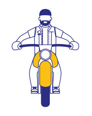 biker in the classic motorcycle character vector illustration design