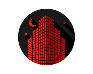 red building icon skyscraper cityscape architecture construction image vector