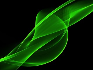      Abstract Background With Green Line Wave On Black 