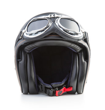 Open face motorcycle helmet.
